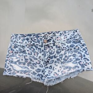American Eagle Denim Leopard Print Women Shorts